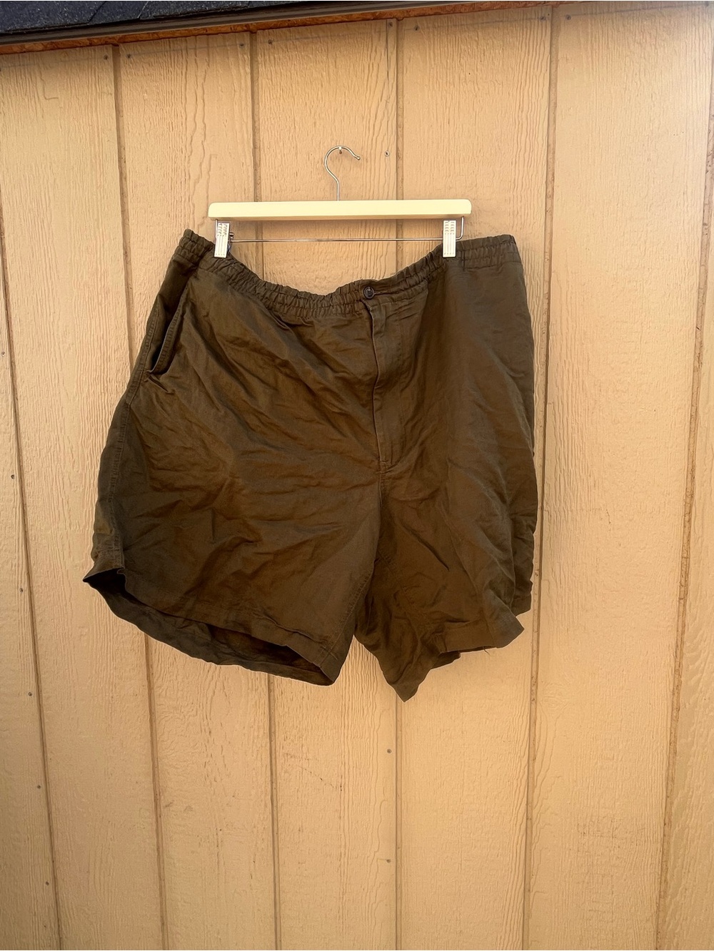 Polo Ralph Lauren Mens Olive Green Linen Shorts 4XB